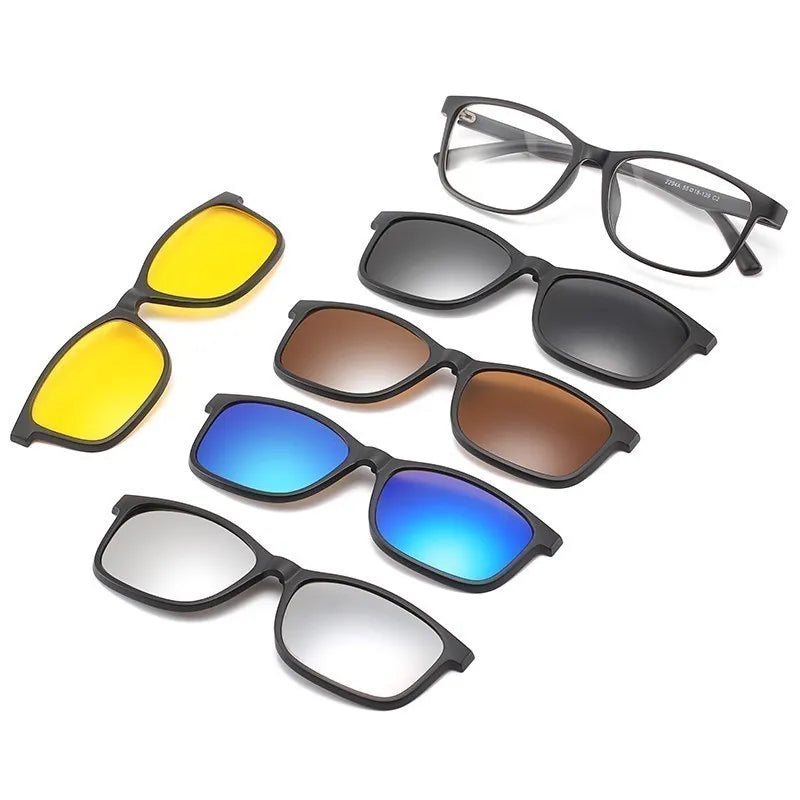 6 In 1 Custom Men Women Polarization Optical Magnetic Sunglasses Clip Magnet Clip on Sunglasses Clip on Sun Glasses Frame