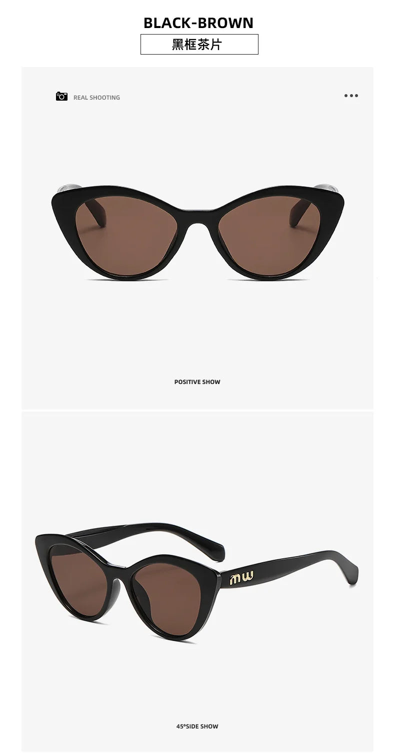 Ruiao fashion sunglasses cat eye shapes women uv 400 men luxury brand designer high quality letter sun glasses girl eyewear