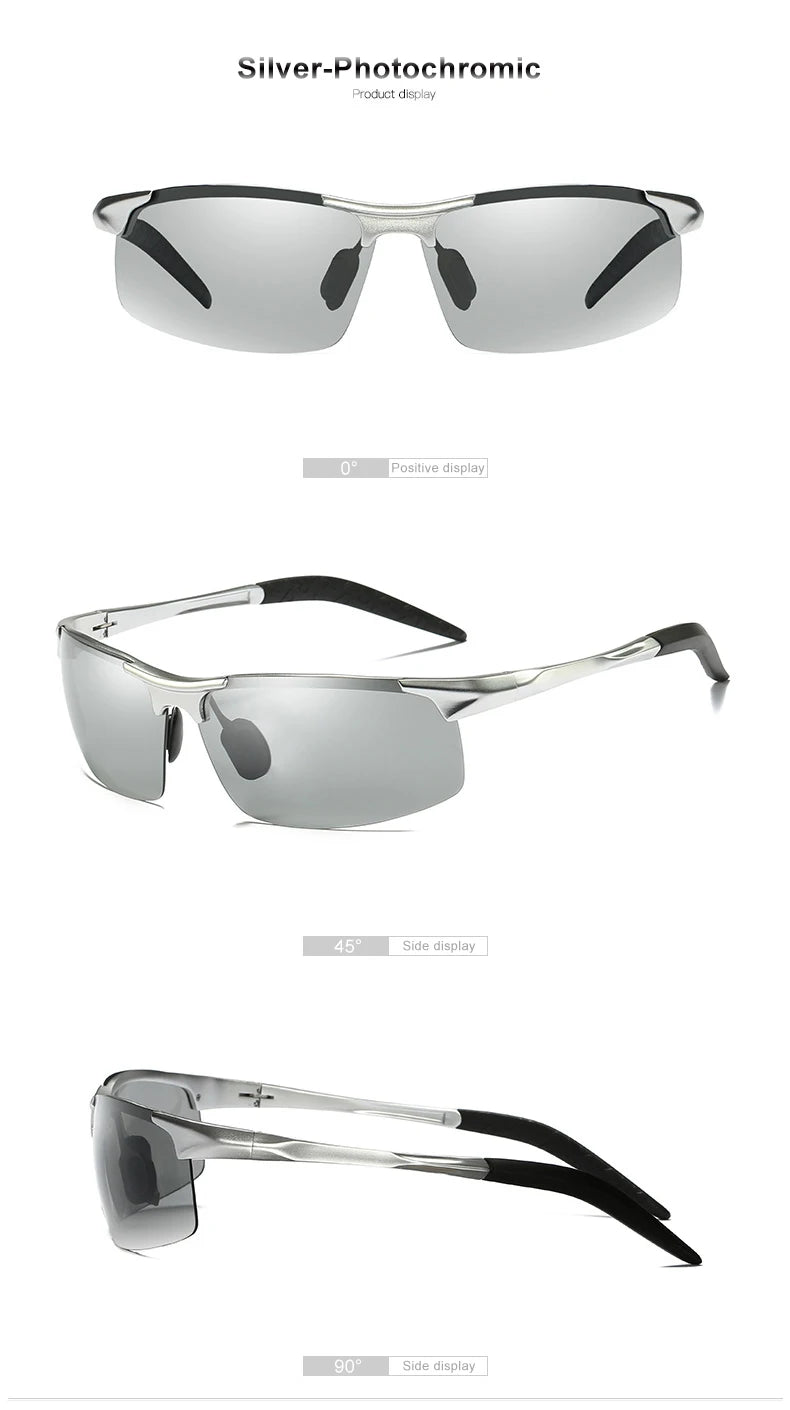CLLOIO Aluminum Photochromic Sunglasses Men Polarized Day Night Driving Chameleon Glasses Anti-Glare Change Color Sun Glasses UV