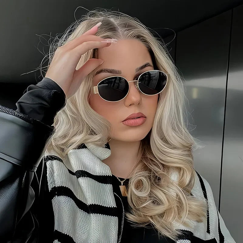 Luxury Metal Oval Sunglasses for Men Women Classic Vintage Driving Sunscreen Glasses Outdoor Unisex Sunglasses Shades UV400