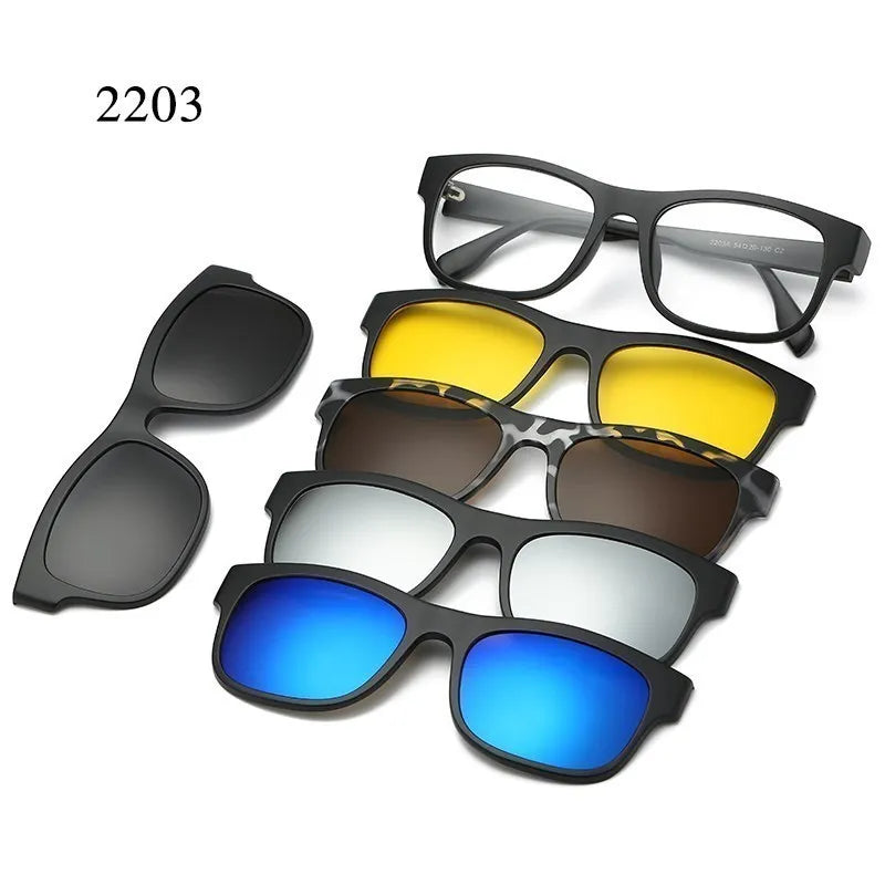 6 In 1 Custom Men Women Polarization Optical Magnetic Sunglasses Clip Magnet Clip on Sunglasses Clip on Sun Glasses Frame