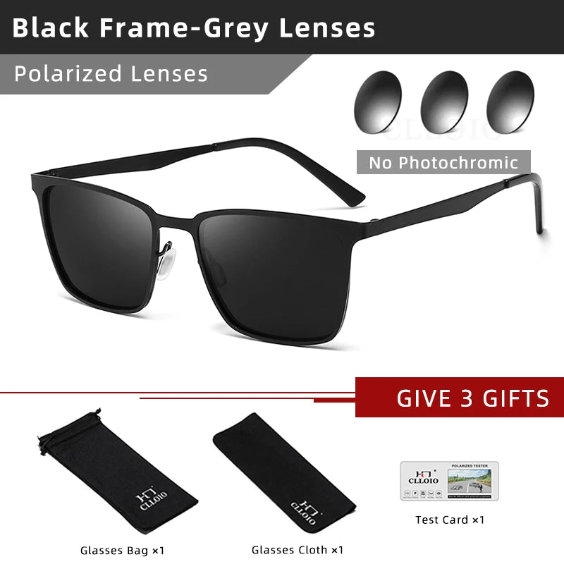 Square Photochromic Polarized Sunglasses For Men Women
