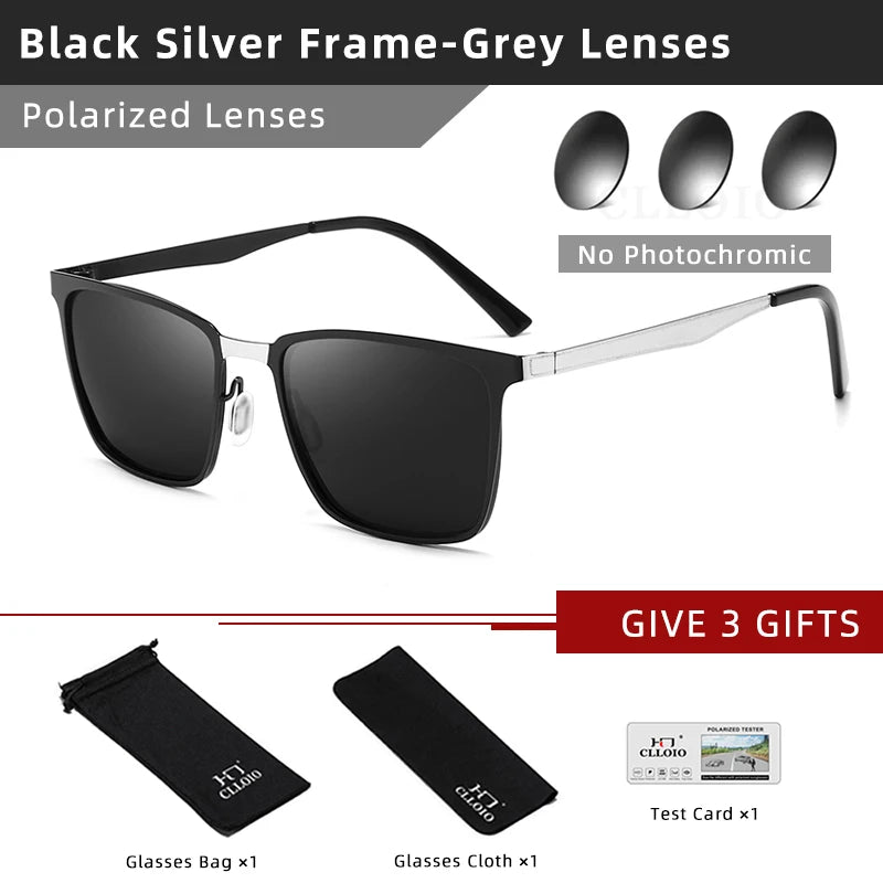 Square Photochromic Polarized Sunglasses For Men Women