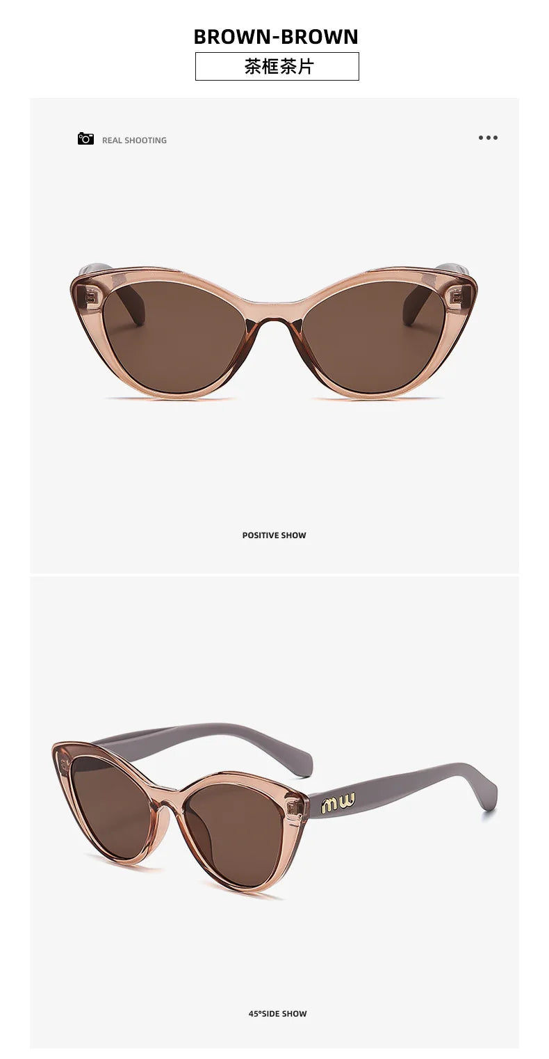 Ruiao fashion sunglasses cat eye shapes women uv 400 men luxury brand designer high quality letter sun glasses girl eyewear