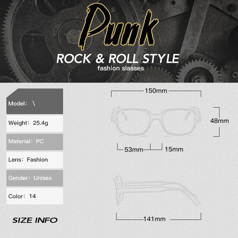 JNPCXI Fashion Square Women Luxury Sunglasses Retro Rivets Men Orange Lens Shades UV400 Sun Glasses