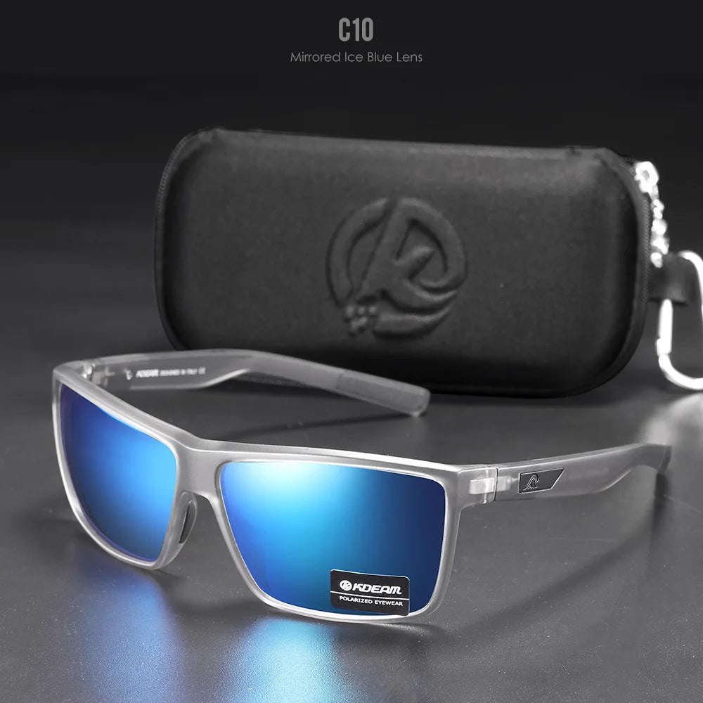 2025 KDEAM Brand Square Glasses Men's Driving Polarized Sunglasses Outdoor Travel Fashion Sunglass Silicone Nose Support UV400