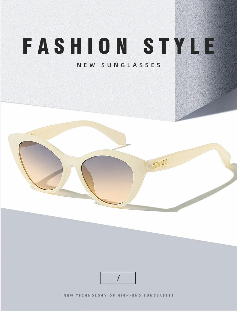 Ruiao fashion sunglasses cat eye shapes women uv 400 men luxury brand designer high quality letter sun glasses girl eyewear