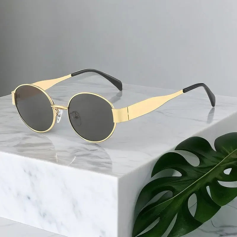Luxury Metal Oval Sunglasses for Men Women Classic Vintage Driving Sunscreen Glasses Outdoor Unisex Sunglasses Shades UV400