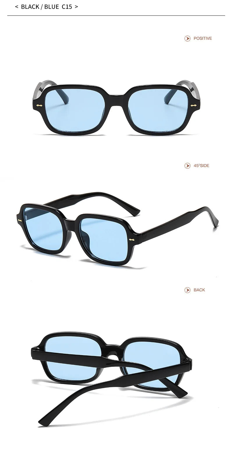 JNPCXI Fashion Square Women Luxury Sunglasses Retro Rivets Men Orange Lens Shades UV400 Sun Glasses