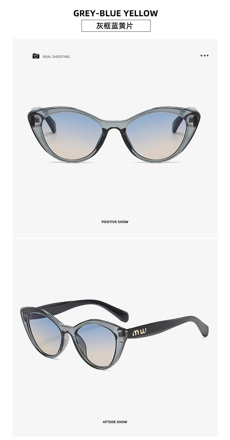 Ruiao fashion sunglasses cat eye shapes women uv 400 men luxury brand designer high quality letter sun glasses girl eyewear