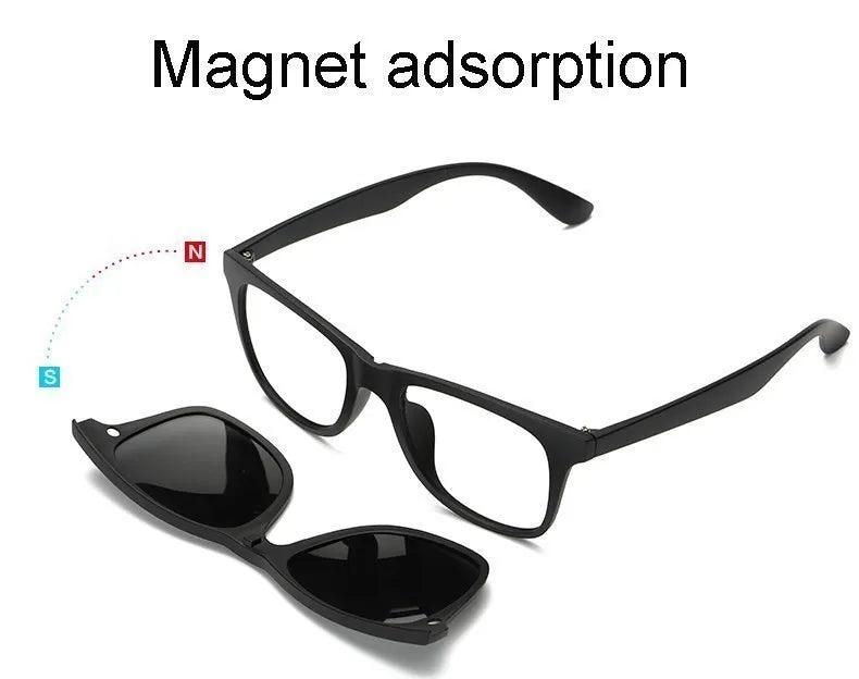 6 In 1 Custom Men Women Polarization Optical Magnetic Sunglasses Clip Magnet Clip on Sunglasses Clip on Sun Glasses Frame