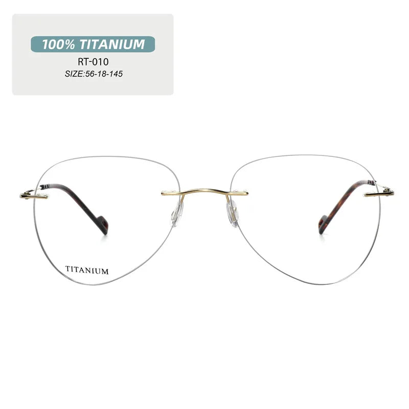 Pure Titanium Glasses in Trend Rimless Fashion Reading Glasses for Men Luxury Titanium Frame for Men's Grade Glasses Myopia 1 2