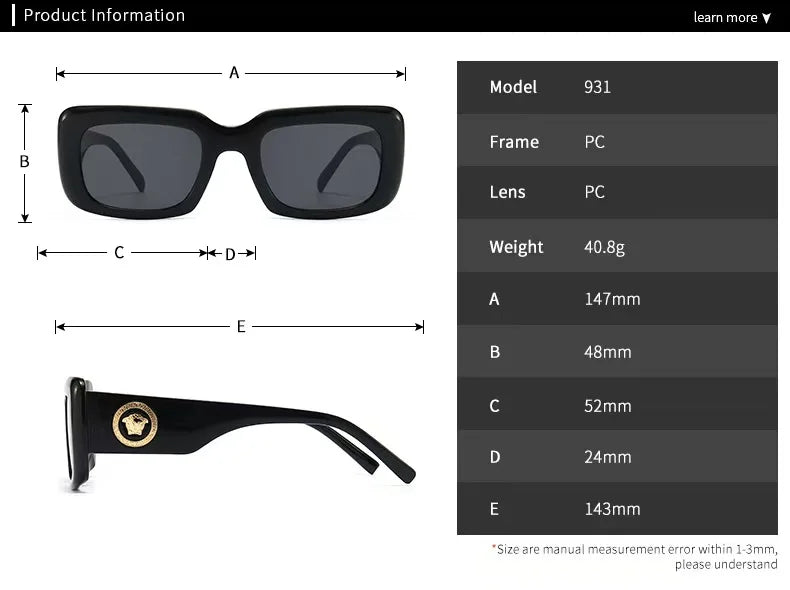 Hot Sale Fashion Sunglasses for Women European American Street Photography Ins Popular Model Square Sunglasses UV400 Men Shades