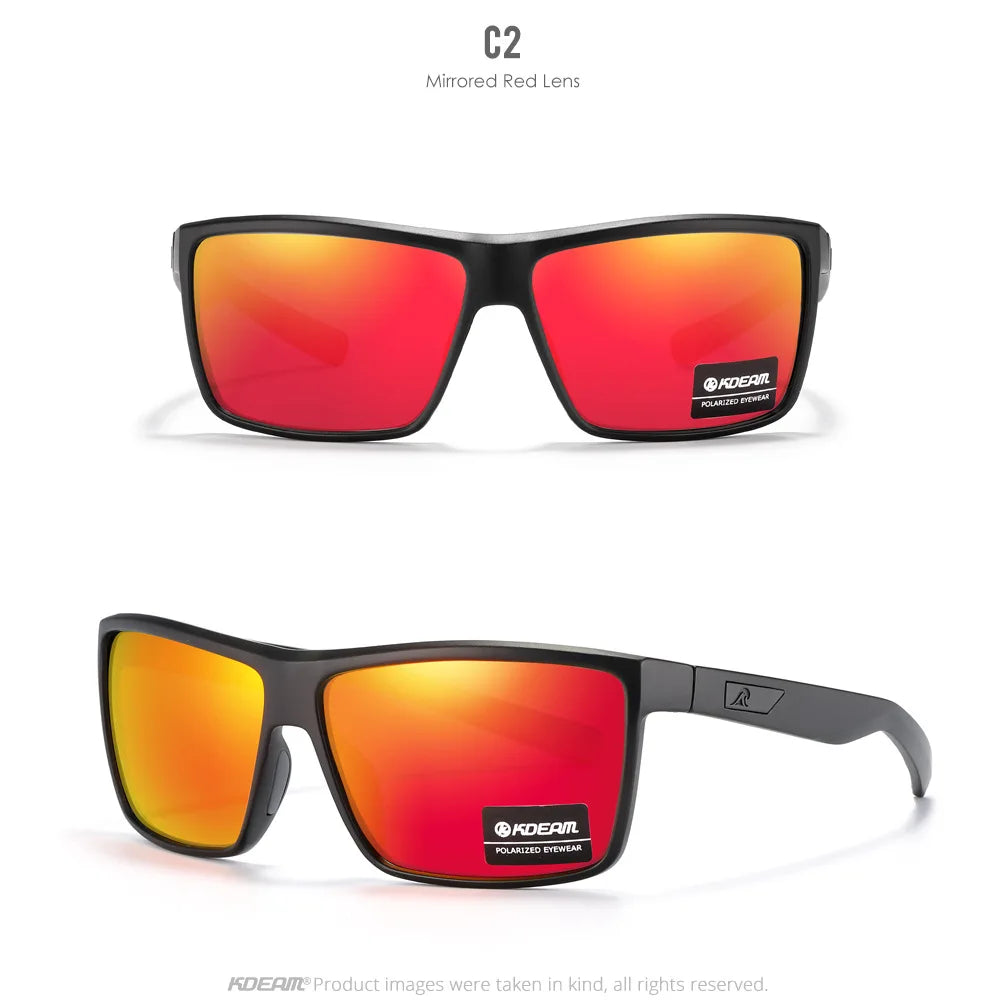 2025 KDEAM Brand Square Glasses Men's Driving Polarized Sunglasses Outdoor Travel Fashion Sunglass Silicone Nose Support UV400