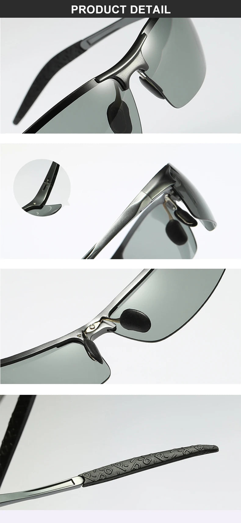 CLLOIO Aluminum Photochromic Sunglasses Men Polarized Day Night Driving Chameleon Glasses Anti-Glare Change Color Sun Glasses UV