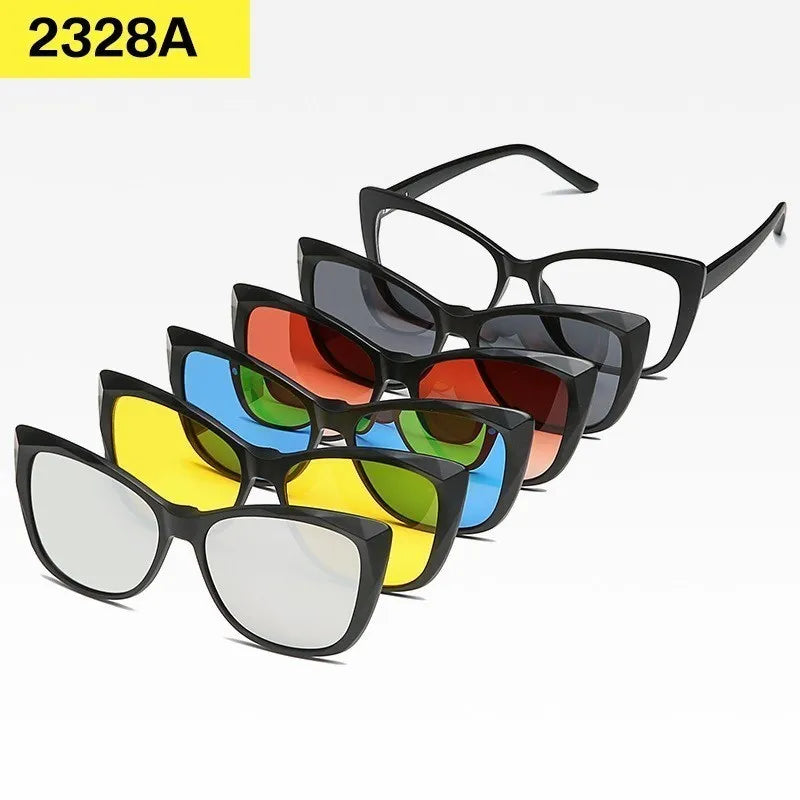 6 In 1 Custom Men Women Polarization Optical Magnetic Sunglasses Clip Magnet Clip on Sunglasses Clip on Sun Glasses Frame