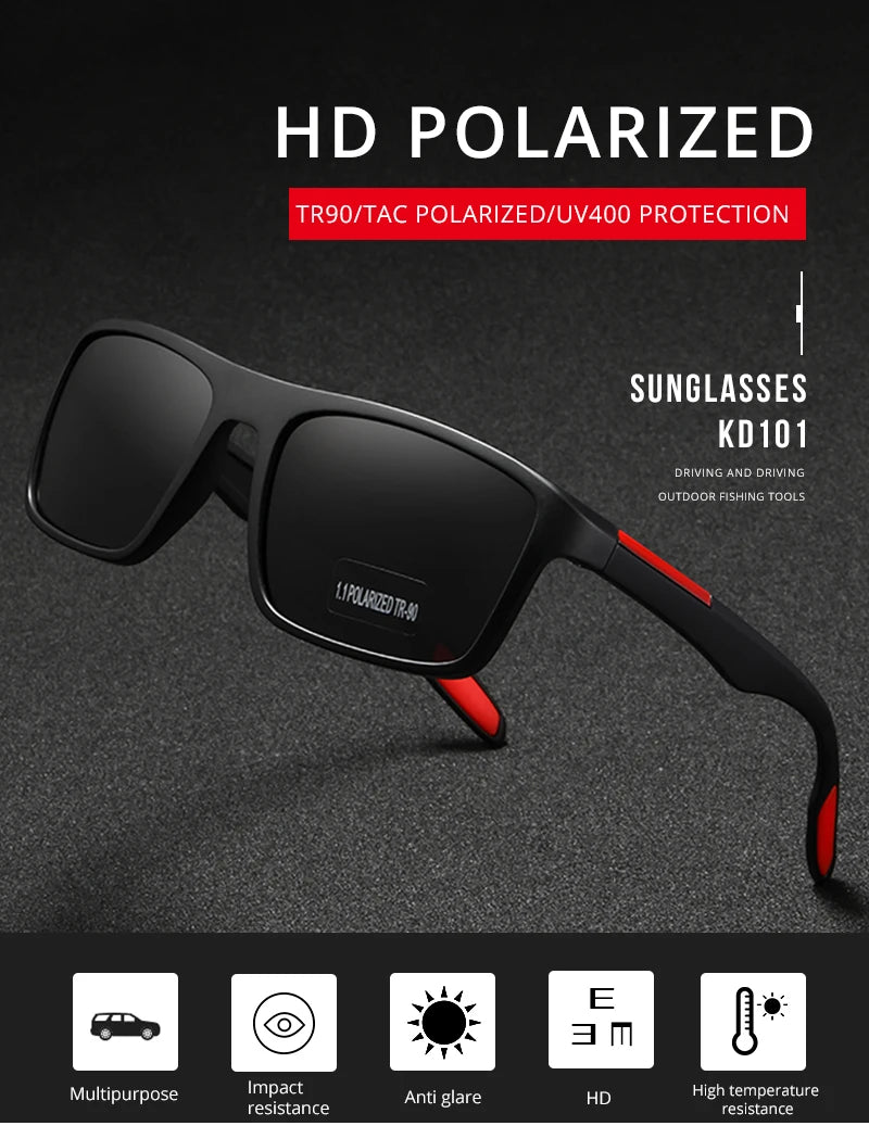 KDEAM Rectangular Ultra Light TR90 Sunglasses Men Polarized TAC 1.1mm Thickness Lens Driving Sun Glasses Women Sports Cat.3