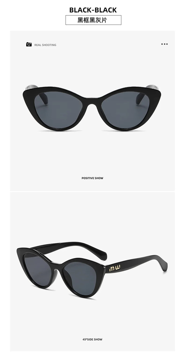Ruiao fashion sunglasses cat eye shapes women uv 400 men luxury brand designer high quality letter sun glasses girl eyewear