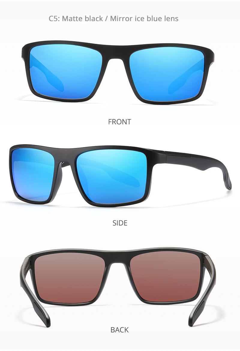 KDEAM Rectangular Ultra Light TR90 Sunglasses Men Polarized TAC 1.1mm Thickness Lens Driving Sun Glasses Women Sports Cat.3