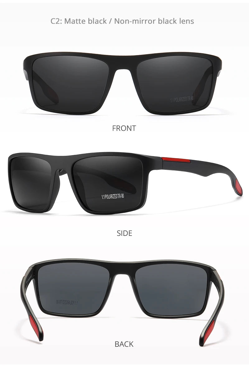 KDEAM Rectangular Ultra Light TR90 Sunglasses Men Polarized TAC 1.1mm Thickness Lens Driving Sun Glasses Women Sports Cat.3
