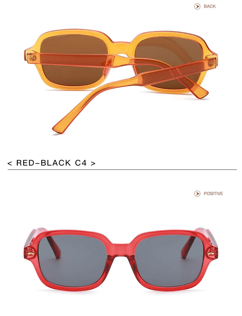 JNPCXI Fashion Square Women Luxury Sunglasses Retro Rivets Men Orange Lens Shades UV400 Sun Glasses