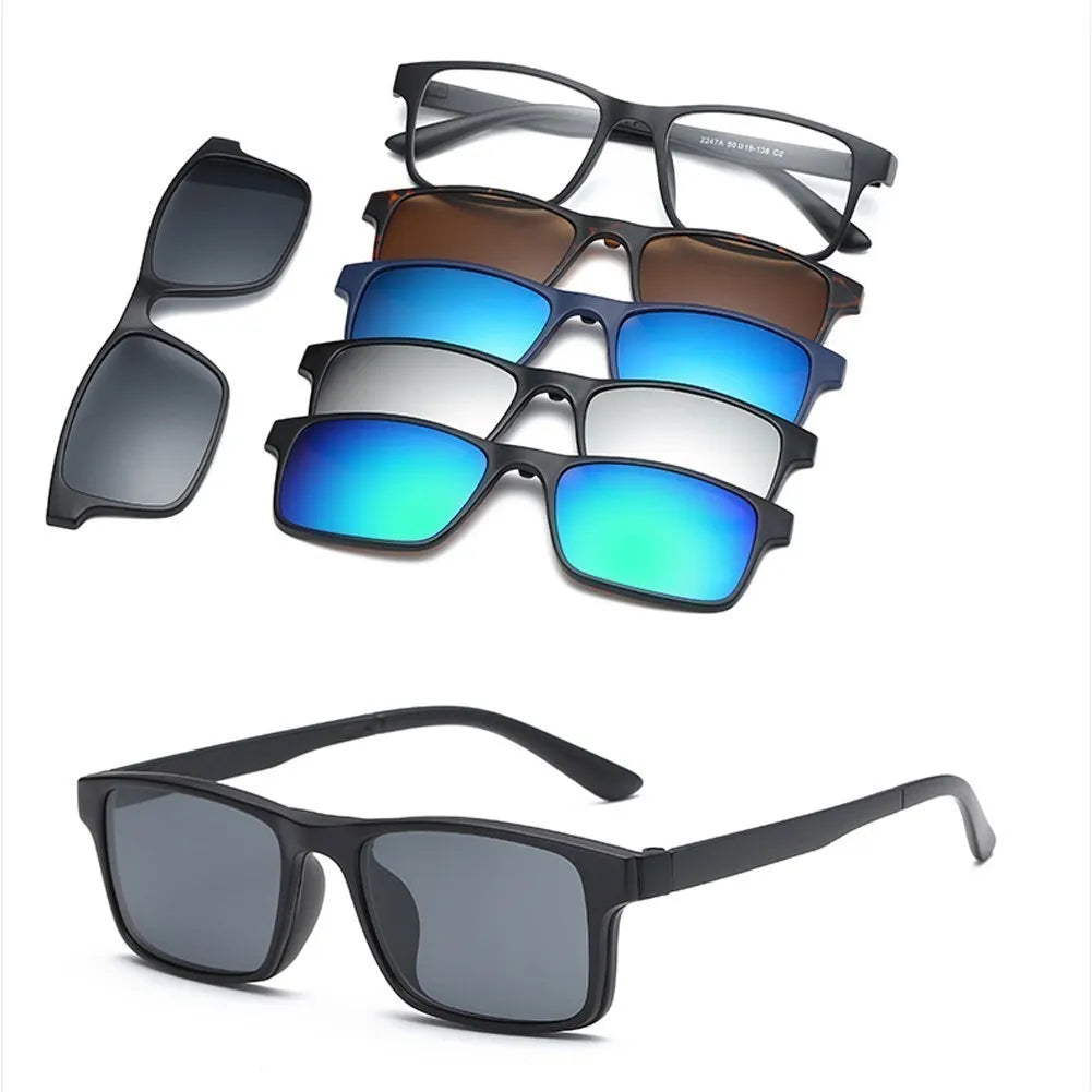 6 In 1 Custom Men Women Polarization Optical Magnetic Sunglasses Clip Magnet Clip on Sunglasses Clip on Sun Glasses Frame
