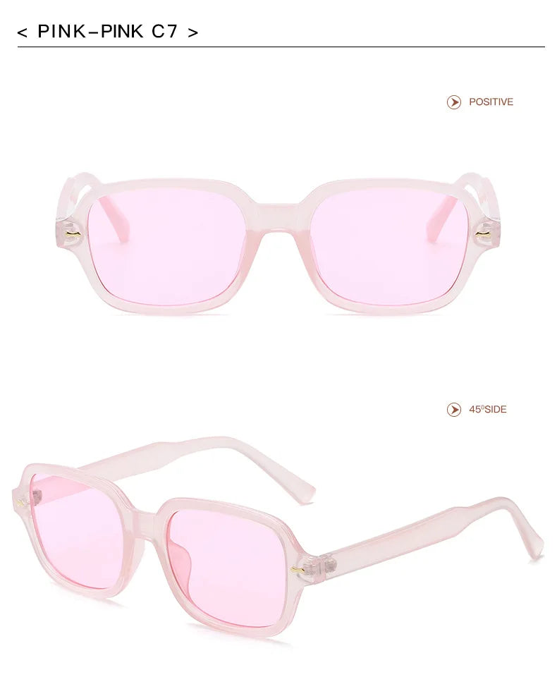 JNPCXI Fashion Square Women Luxury Sunglasses Retro Rivets Men Orange Lens Shades UV400 Sun Glasses