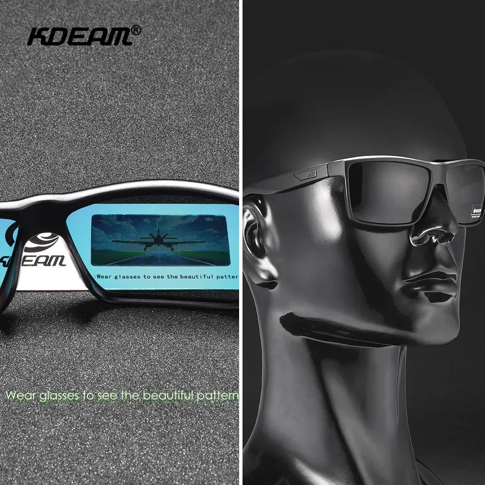 2025 KDEAM Brand Square Glasses Men's Driving Polarized Sunglasses Outdoor Travel Fashion Sunglass Silicone Nose Support UV400