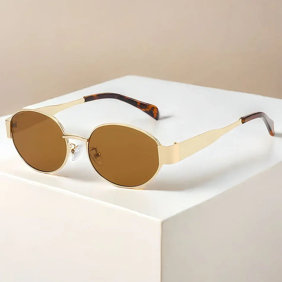 Luxury Metal Oval Sunglasses for Men Women Classic Vintage Driving Sunscreen Glasses Outdoor Unisex Sunglasses Shades UV400