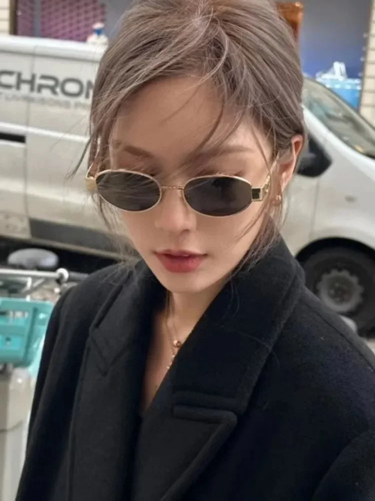 Luxury Metal Oval Sunglasses for Men Women Classic Vintage Driving Sunscreen Glasses Outdoor Unisex Sunglasses Shades UV400