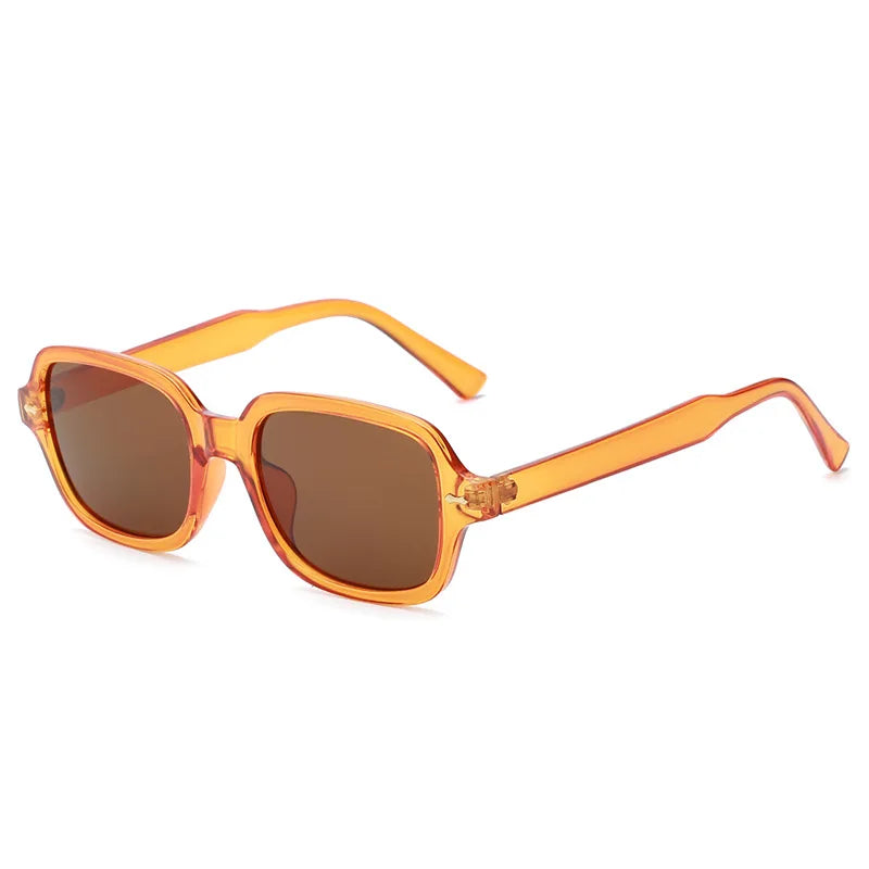 JNPCXI Fashion Square Women Luxury Sunglasses Retro Rivets Men Orange Lens Shades UV400 Sun Glasses