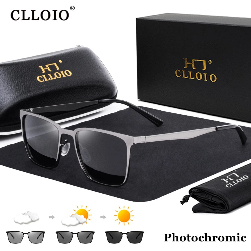Square Photochromic Polarized Sunglasses For Men Women