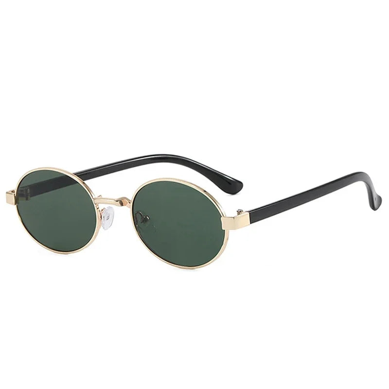 JNPCXI New Vintage Small Metal Oval Women Sunglasses Fashion Clear Gradient Shades UV400 Men Punk Sun Glasses