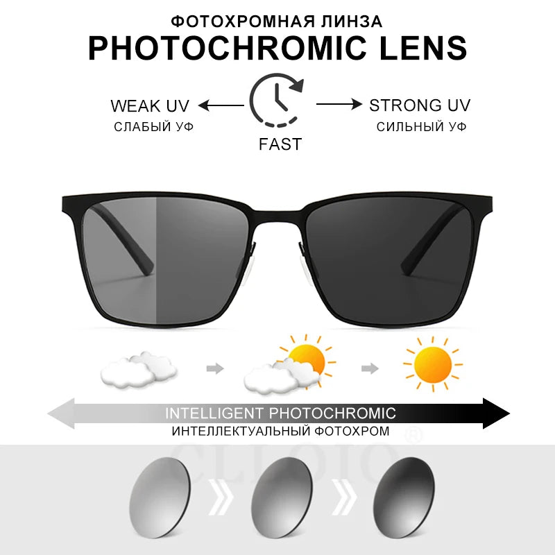 Square Photochromic Polarized Sunglasses For Men Women