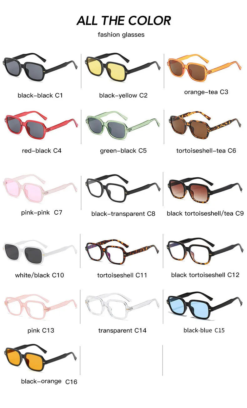 JNPCXI Fashion Square Women Luxury Sunglasses Retro Rivets Men Orange Lens Shades UV400 Sun Glasses