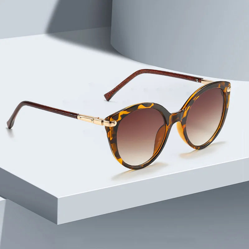 2025 New In Sunglasses for Women Fashion Leopard Print Round Frame Glasses Modern and Minimalist Style Women's Glasses
