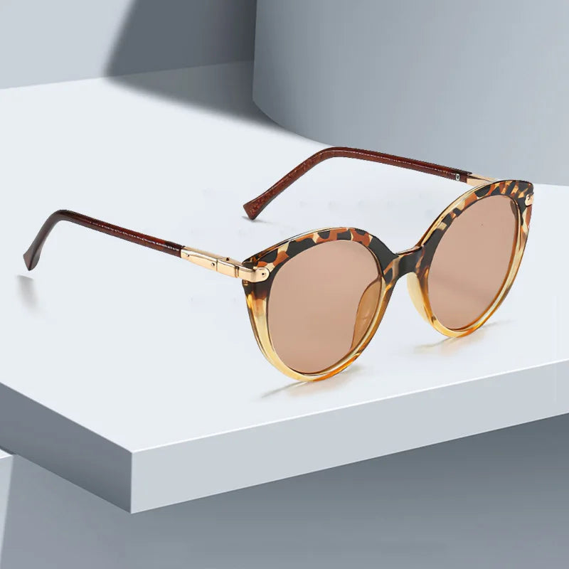 2025 New In Sunglasses for Women Fashion Leopard Print Round Frame Glasses Modern and Minimalist Style Women's Glasses