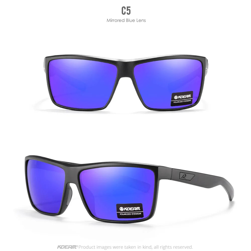 2025 KDEAM Brand Square Glasses Men's Driving Polarized Sunglasses Outdoor Travel Fashion Sunglass Silicone Nose Support UV400