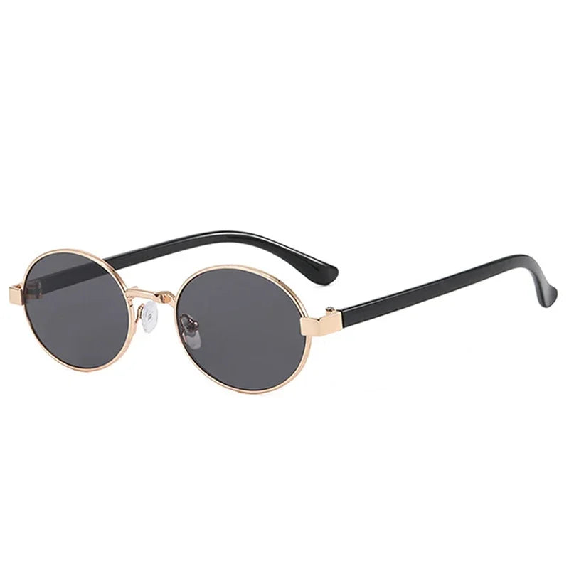 JNPCXI New Vintage Small Metal Oval Women Sunglasses Fashion Clear Gradient Shades UV400 Men Punk Sun Glasses
