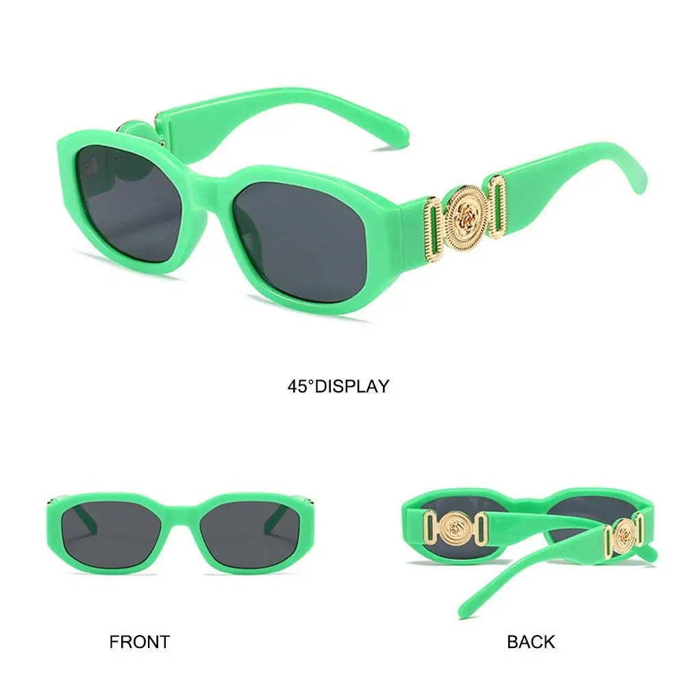 Summer Y2K Sun Glasses Irregular Sunglasses with Metal Rose Design Vintage Shades UV Protection Women Men Thick Frame Glasses