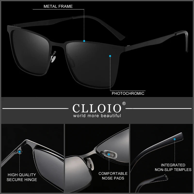Square Photochromic Polarized Sunglasses For Men Women