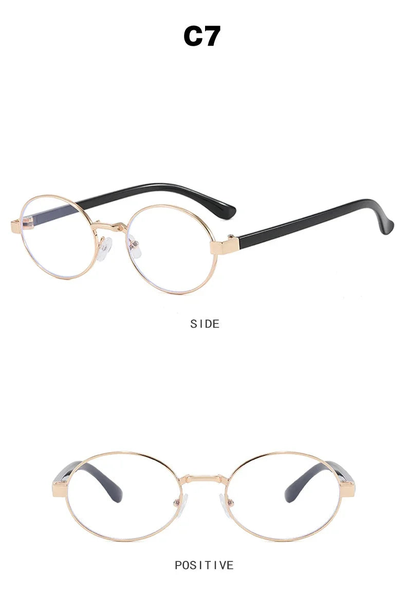JNPCXI New Vintage Small Metal Oval Women Sunglasses Fashion Clear Gradient Shades UV400 Men Punk Sun Glasses