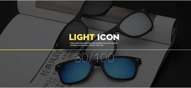 6 In 1 Custom Men Women Polarization Optical Magnetic Sunglasses Clip Magnet Clip on Sunglasses Clip on Sun Glasses Frame