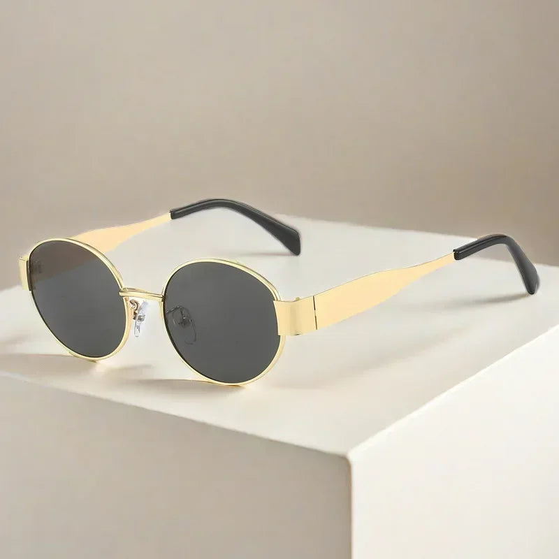 Luxury Metal Oval Sunglasses for Men Women Classic Vintage Driving Sunscreen Glasses Outdoor Unisex Sunglasses Shades UV400