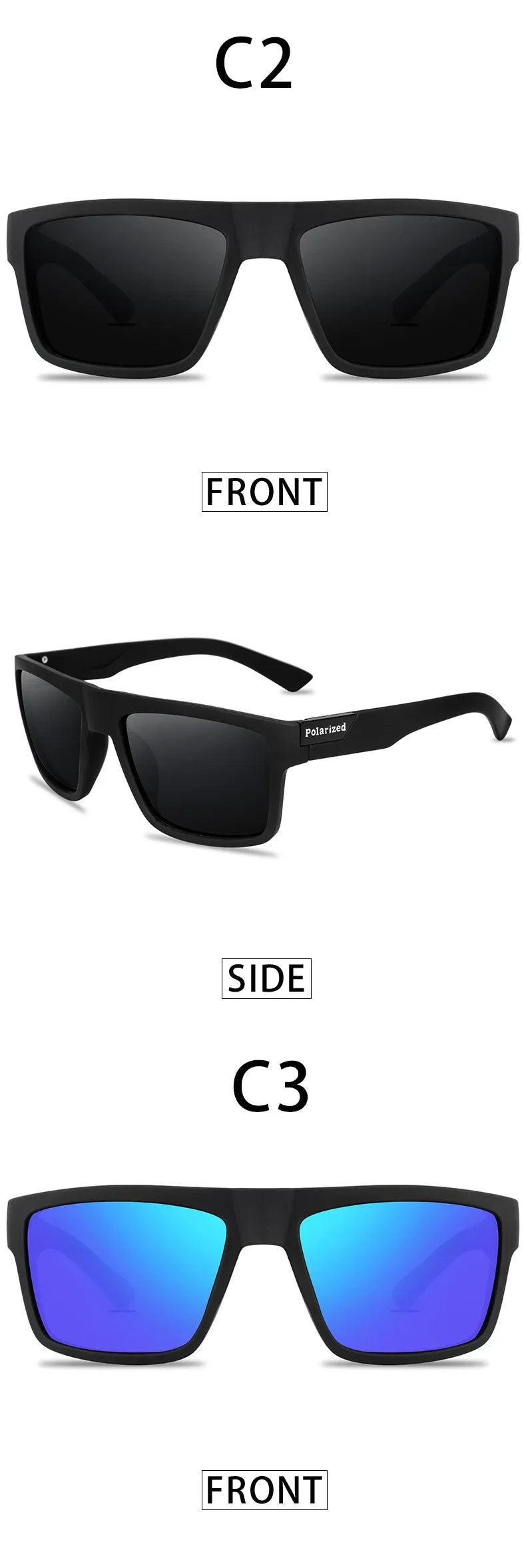 Square Polarized Sunglasses Men Women Classic Sports Outdoor Fishing Travel Colorful Sun Glasses UV400 Goggles