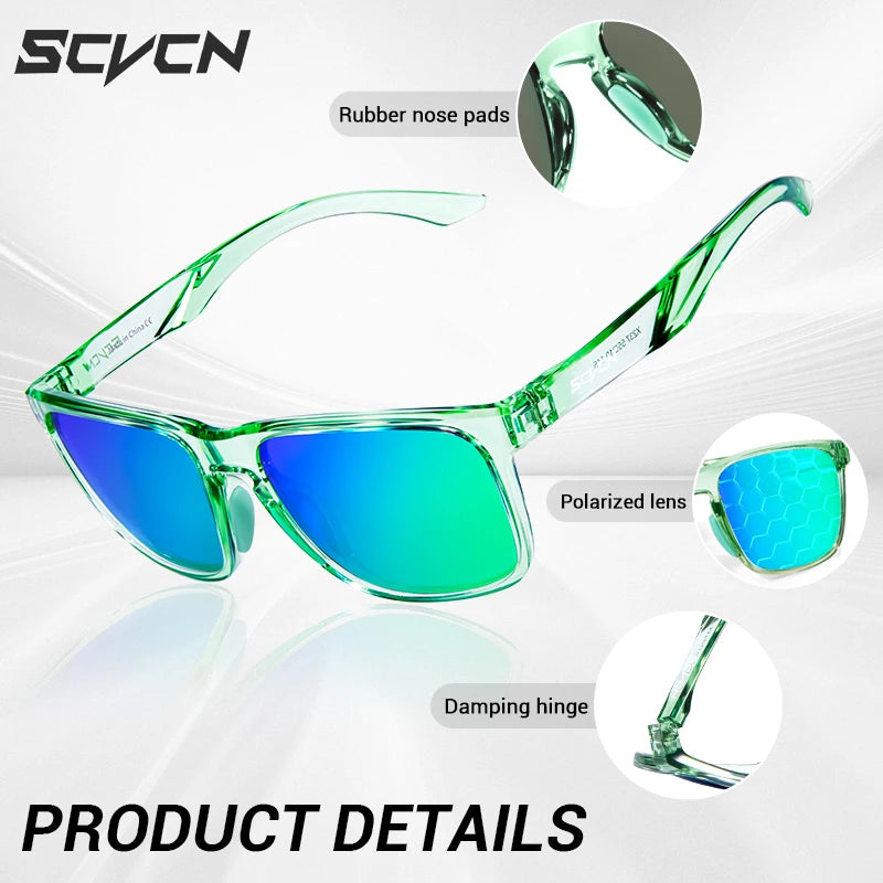 SCVCN Polarized Cycling Sunglasses Outdoor Fishing Sunglasses UV400 Sports Running Glasses Men MTB Cycling Glasses