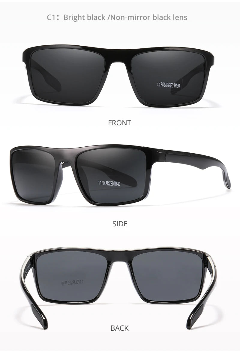 KDEAM Rectangular Ultra Light TR90 Sunglasses Men Polarized TAC 1.1mm Thickness Lens Driving Sun Glasses Women Sports Cat.3