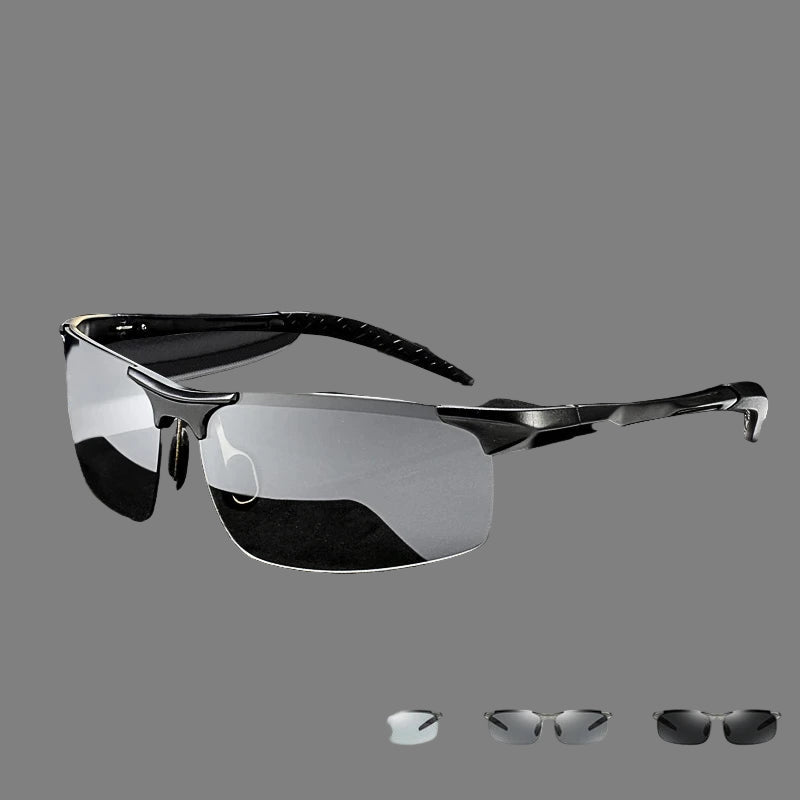 CLLOIO Aluminum Photochromic Sunglasses Men Polarized Day Night Driving Chameleon Glasses Anti-Glare Change Color Sun Glasses UV