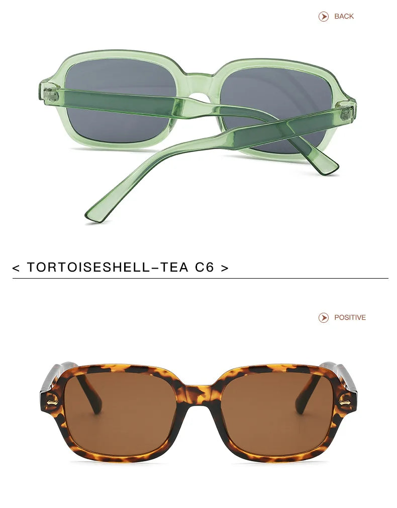 JNPCXI Fashion Square Women Luxury Sunglasses Retro Rivets Men Orange Lens Shades UV400 Sun Glasses