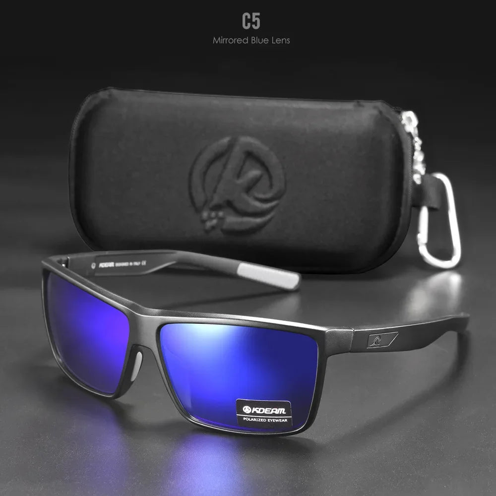 2025 KDEAM Brand Square Glasses Men's Driving Polarized Sunglasses Outdoor Travel Fashion Sunglass Silicone Nose Support UV400